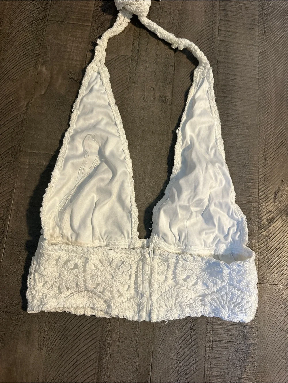 NWT Windsor Womens White Crochet Halter Crop Top Large - Picture 8 of 10